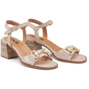 Sandalen met hak, leer. MJUS. Leer materiaal. Maten 38. Beige kleur