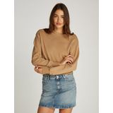 Tommy Hilfiger, Dames, Sweatshirts & Hoodies, Beige, Maat: 2XS Katoen,