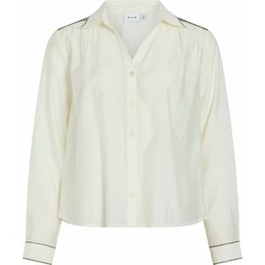 Blouse met geborduurde details VILA. Viscose materiaal. Maten 38 FR - 36 EU. Beige kleur