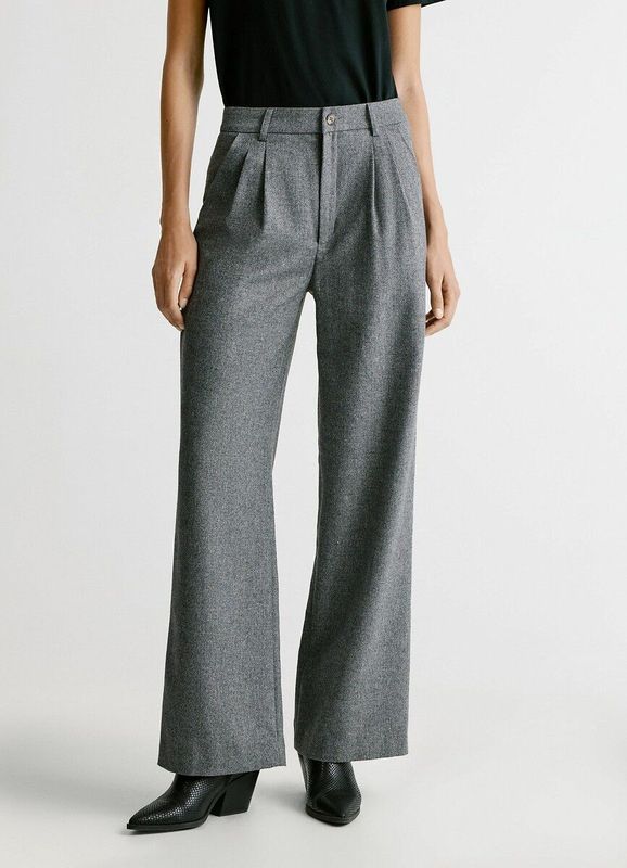 Pepe Jeans - SIA - Wijde Broeken - Regular Fit - All-over Motief - Visgraatmotief