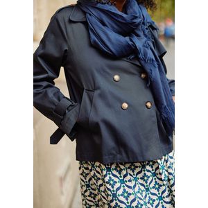 Korte trenchcoat VIERRA LA PETITE ETOILE. Katoen materiaal. Maten 1(S). Blauw kleur