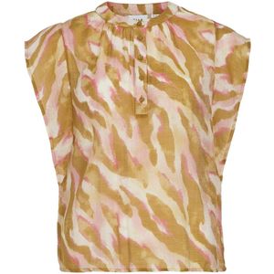 Bedrukt shirt met korte mouwen VILA. Viscose materiaal. Maten 34 FR - 32 EU. Geel kleur