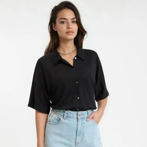 LA REDOUTE COLLECTIONS - Poloshirt - Zwart - Linnen