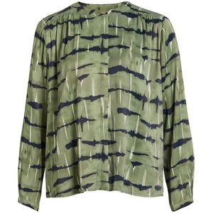 Satijnen blouse, zebraprint VILA. Viscose materiaal. Maten 34 FR - 32 EU. Groen kleur