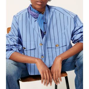 Sessùn - BALANCA - Overhemd - Blauw - Katoen - Lange Mouwen