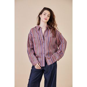 Gestreepte blouse SEE U SOON. Linnen materiaal. Maten 0(XS). Violet kleur