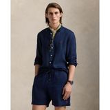 Slim fit linnen overhemd met opstaande kraag