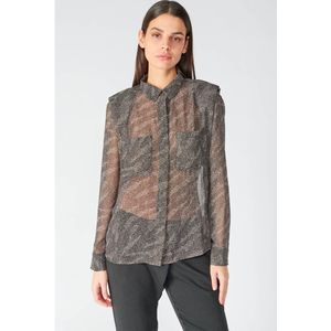Losse blouse met zebra motief LE TEMPS DES CERISES. Polyester materiaal. Maten S. Blauw kleur