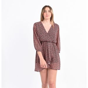 LILI SIDONIO - Jurk - Bedrukte Voile - Roze/Kaki - 100% Polyester