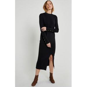 Lange jurk in fijn tricot LA REDOUTE COLLECTIONS. Viscose materiaal. Maten L. Zwart kleur