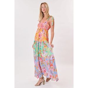 Lange jurk Tantale, bloemenprint DERHY. Katoen materiaal. Maten XL. Multicolor kleur