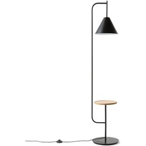 Voetlamp met legplank, ijzeren metaal en hout, Mugli LA REDOUTE INTERIEURS. Metaal materiaal. Maten één maat. Zwart kleur