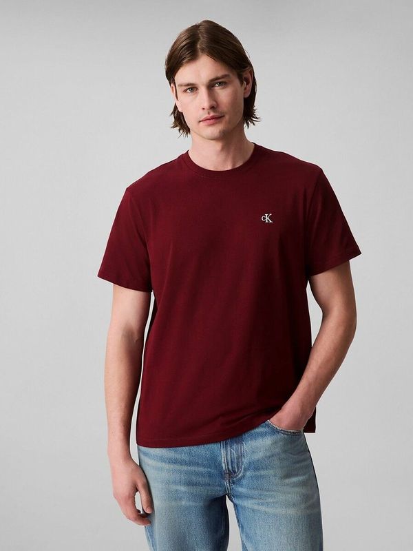 CALVIN KLEIN JEANS - T-shirt - Donkerrood - Korte Mouwen - Katoen