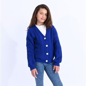 Gebreid vest met knoopsluiting MOLLY BRACKEN GIRL. Katoen materiaal. Maten 12 jaar - 150 cm. Blauw kleur