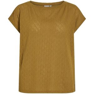 T-shirt met korte mouwen en boothals VILA. Katoen materiaal. Maten L. Geel kleur