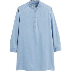 LA REDOUTE COLLECTIONS - Korte Jurk - Blauw - Denim - Kraag met Volant