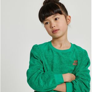 Sweater met ronde hals in badstof LA REDOUTE COLLECTIONS. Katoen materiaal. Maten 12 jaar - 150 cm. Groen kleur