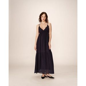 PRETTY GRACE & MILA - Lange Jurk - Marineblauw - Viscose - A-lijn Model