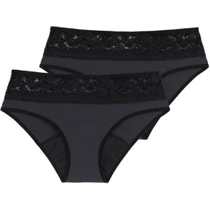 Set van 2 menstruatieslips Eco Moon Lace DORINA. Polyamide materiaal. Maten XL. Zwart kleur