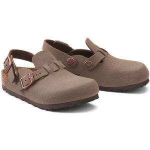 Klompen Kay Kids dubbel bandje, made in Europe BIRKENSTOCK. Synthetisch materiaal. Maten 26. Kastanje kleur