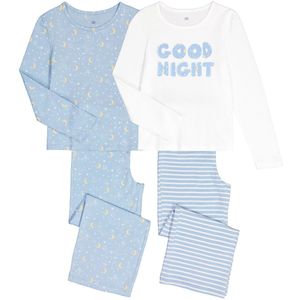 Set van 2 pyjama's in katoen, sterren en manen LA REDOUTE COLLECTIONS. Katoen materiaal. Maten 5 jaar - 108 cm. Blauw kleur