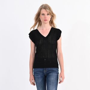 MOLLY BRACKEN - Trui - Zwart - V-hals - Korte Mouwen - Viscose