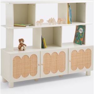 Ptilu - Boekenkast-etagère - Eikenhout - Rieten Deuren - MDF