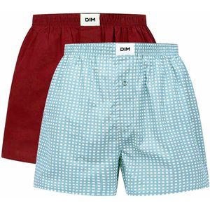 Set van 2 boxershorts Good 1 effen + 1 bedrukt DIM. Bio katoen materiaal. Maten XXL. Rood kleur