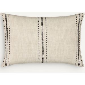 Krouch - Geborduurde Kussensloop - Naturel/Zwart - Katoen/Linnen