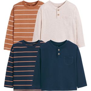 Set van 4 T-shirts met lange mouwen LA REDOUTE COLLECTIONS. Katoen materiaal. Maten 5 jaar - 108 cm. Multicolor kleur