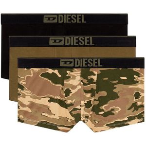 Set van 3 boxershorts, 2 effen + 1 camouflageprint DIESEL. Katoen materiaal. Maten S. Zwart kleur