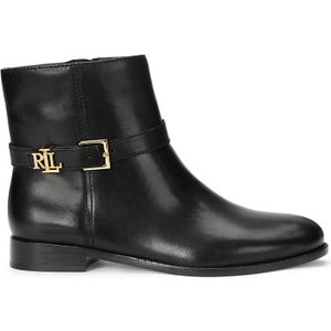 Boots met platte hak, in glad leer BROOKE LAUREN RALPH LAUREN. Leer materiaal. Maten 36. Zwart kleur