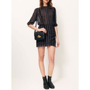 Korte gestreepte hemdjurk, GALY SESSUN. Viscose materiaal. Maten XS. Blauw kleur