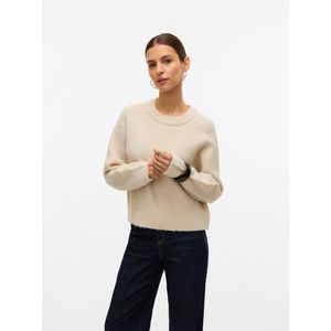 Vero Moda - VMBANG LS O-NECK PULLOVER - Gebreide Trui - Birch - Regular Fit