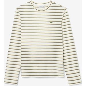 LACOSTE - Gestreept T-shirt - Groen - Katoen - Lange Mouwen