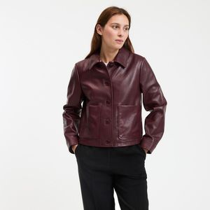 La Redoute Collections - Signature ABELLE - Kort Leren Vest - Bordeaux Rood