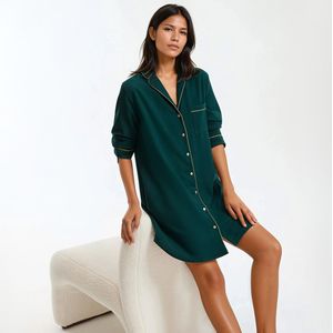 Flanellen nachthemd van zuiver katoen, Signature NÉLIE LA REDOUTE COLLECTIONS. Katoen materiaal. Maten S. Groen kleur