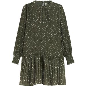 LA REDOUTE COLLECTIONS - Korte Wijd Uitlopende Jurk - Groen - Stippenprint - Polyester