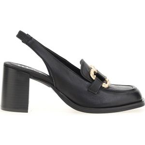 Slingback loafers in leer met hak MJUS. Leer materiaal. Maten 38. Zwart kleur