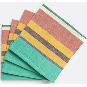 La Redoute Intérieurs - Geweven Geverfde Katoenen Servetten - Groen/Oranje/Wit - Set van 4