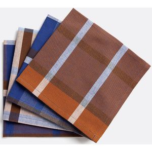 La Redoute Intérieurs - Selwyn - Set van 4 Servetten - Blauw/Kastanje/Wit - Katoen