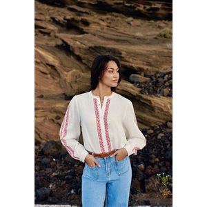 LA PETITE ÉTOILE - BRIELLE - Blouse - Wit - Katoen - Geborduurde Details