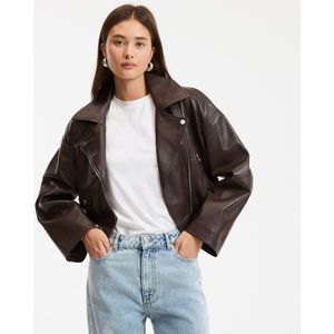 La Redoute Collections - Signature THELMA - Bikerjasje - Kastanje - Leer