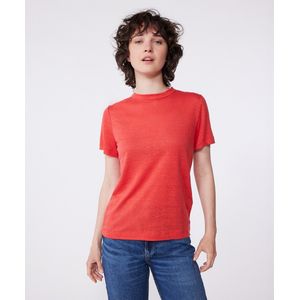 PETIT BATEAU - Linnen T-shirt - Kastanje Kleur - Korte Mouwen