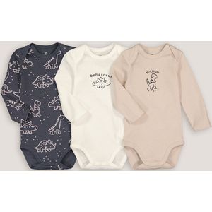 Set van 3 rompers met lange mouwen LA REDOUTE COLLECTIONS. Bio katoen materiaal. Maten 2 jaar - 86 cm. Grijs kleur