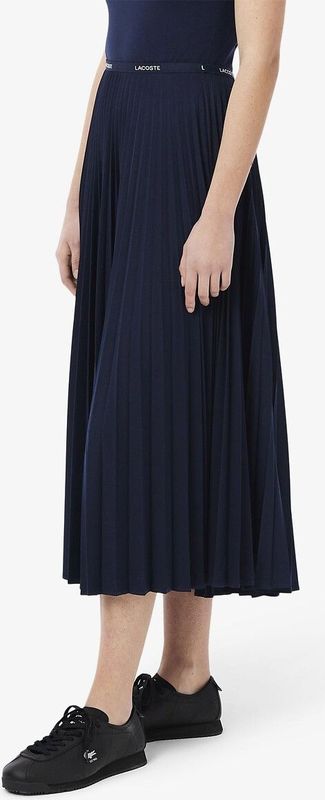LACOSTE - Lange Plissérok - Marineblauw - Polyester