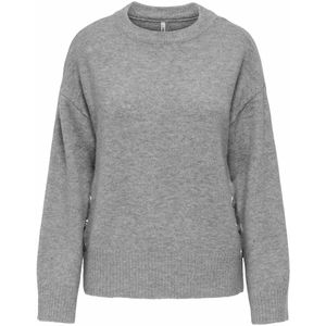 Only - ONLRENE LIFE LS BUTTON O-NECK CC KNT - Gebreide Trui - Medium Grey Melange