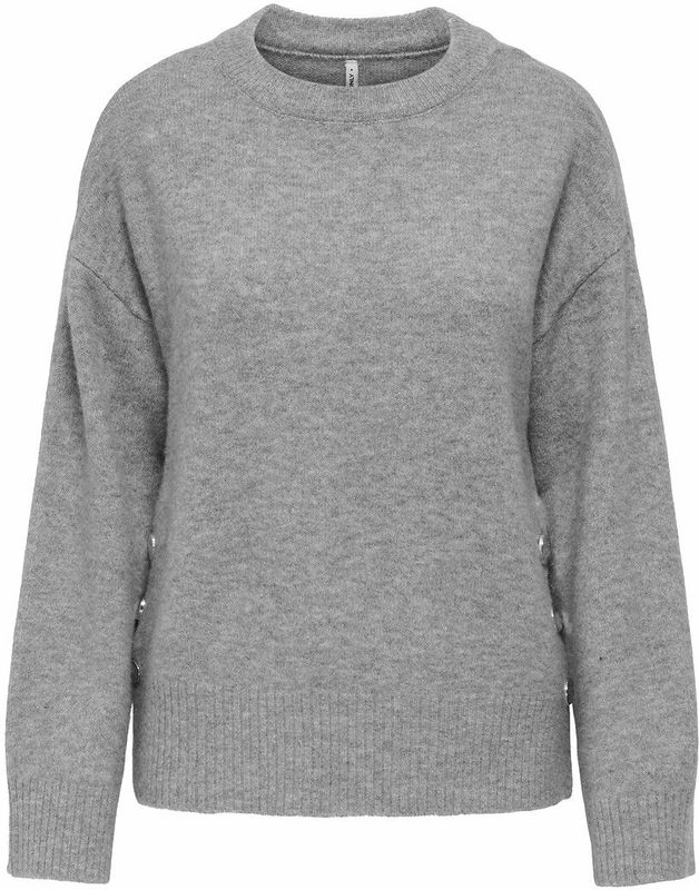 Only - ONLRENE LIFE LS BUTTON O-NECK CC KNT - Gebreide Trui - Medium Grey Melange