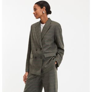 Lange blazer, wolmix, geruit LA REDOUTE COLLECTIONS. Wol materiaal. Maten 36 FR - 34 EU. Groen kleur