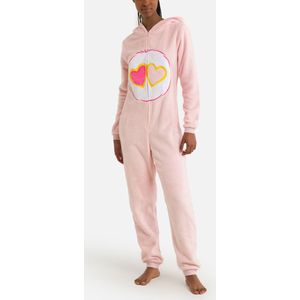 LES BISOUNOURS - Onesie - Roze - Fleece Tricot - Ritssluiting en Kap